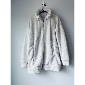 Athleta Full Zipper Jacket Men’s Size Medium Pockets Ivory Faux Sheep's wool​​​​